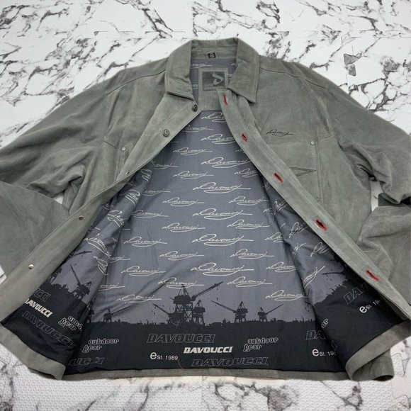 Men's Davoucci Grey Tiny Corduroy Genuine Suede Leather Jacket